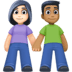 👩🏻‍🤝‍👨🏾 woman and man holding hands: light skin tone, medium-dark skin tone display on Facebook